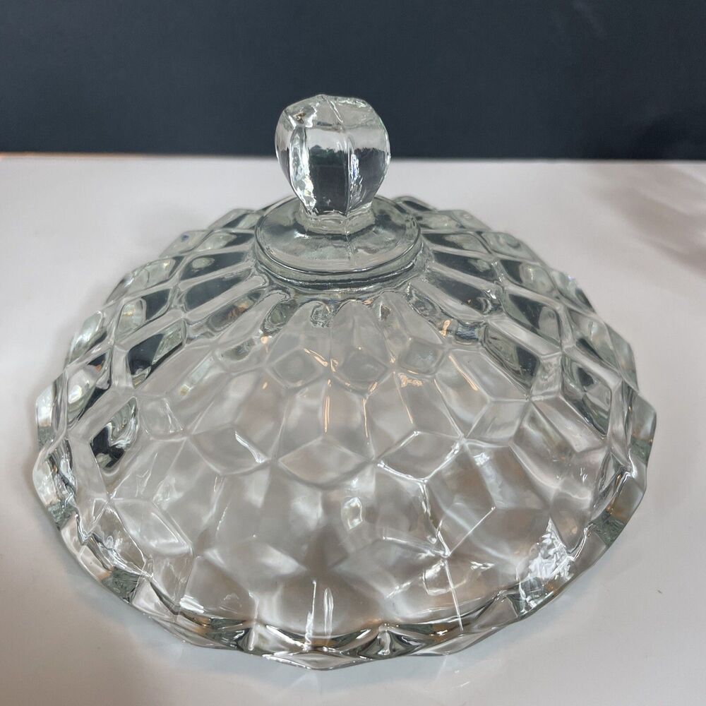 FOSTORIA AMERICAN CANDY DISH GLASS Crystal Lid Vintage Home Decor Gift - Picture 12 of 12